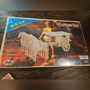 Wooden Toy  Closed Carriage Model Kit Wooden 3-D Puzzle 13 Inches Long New. 